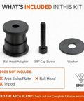 Ball Head Mount Adapter For BOG DeathGrip Tripod With Arca Swiss Plate And Hardware Converts Tripod To Accept Professional Ball Heads
