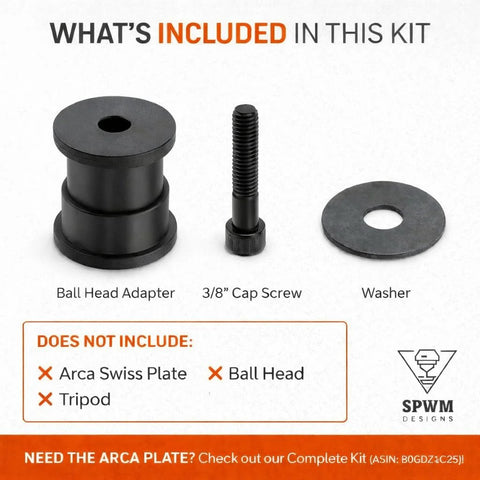 Ball Head Mount Adapter For BOG DeathGrip Tripod With Arca Swiss Plate And Hardware Converts Tripod To Accept Professional Ball Heads