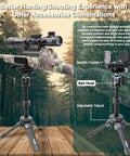Ball Head Mount for Rifle Tripods with Arca Swiss Plate on adjustable tripod in forest setting