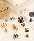 16Pcs Ball Head Button Stud Rivets With Screw Back For Leather Crafts 12x10x12mm Button Studs And 8x3.8mm Screws Set Metallic Black Finish