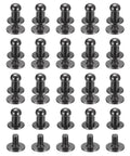 4mm Ball Head Stud Rivets Set With Screw Back 50 Pack for DIY Leather Craft, metallic black zinc alloy, round head shown in grid layout.