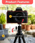 Quarter Inch Mini Ball Head Tripod Mount 3 Pack With 360 Degree Rotating Panoramic Base Adapters holding camera on tripod