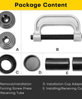 Package content of Heavy Duty Ball Joint Press Kit With U Joint Removal Tool And 4WD Adapters For Most 2WD And 4WD Cars Trucks SUV Pickups