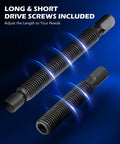 Image showing long and short drive screws included in the Ball Joint Press Kit With C Frame Press For Ball Joints And Universal Joints U Joints Brake Anchor Pins And Wheel Studs U Joint Removal Tool Set Includes C Frame Press And Two Screws For Easy Joint Replacement.