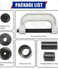 Heavy Duty Ball Joint Removal Tool And U Joint Press Kit package list with adapters and press for 2WD and 4WD vehicles