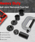 Ball Joint Press and U Joint Removal Kit, 10 PCS with Portable Storage Case, showing heat-treated steel tools and storage case.