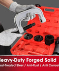 Ball Joint Press and U Joint Removal Kit, 10 PCS with Portable Storage Case, showing durable components and anti-corrosion features
