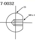 Technical diagram of Ball Knob M8x1.25 Thread 25mm Bakelite Handle for machinery, showing M8 x 1.25 threading and 25mm diameter.