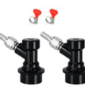 Two Pack Ball Lock Disconnects With Stainless One Quarter Inch Liquid Barb For Corny Kegs And Keg Posts MFL Swivel Nuts Plus Extra Hose Clamps
