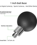 Two Pack Ball Mount Adapters With One Inch Rubber And Stainless Steel Ball And One Quarter Twenty Threaded Post For RAM Mounts B Size