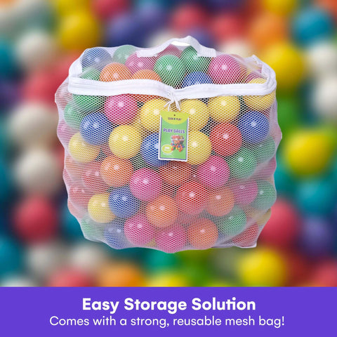 Ball Pit Balls for Kids, 200 Pack - Plastic Refill Balls, Phthalate & BPA Free, Reusable Storage Bag with Zipper
