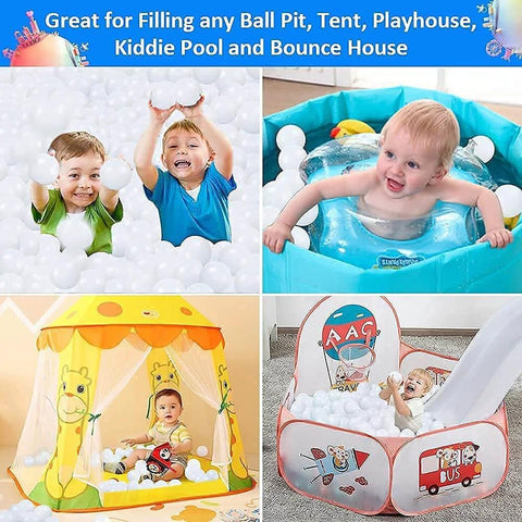Ball Pit Balls for Kids, Plastic Refill 2.2 Inch Balls, 100 Pack, Bright Colors, Phthalate and BPA Free, in play areas with kids