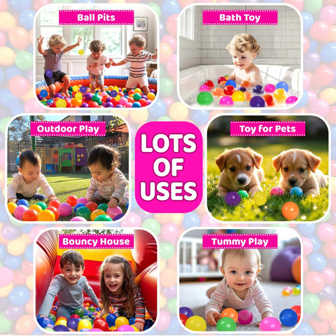 200 Ball Pit Balls for Toddlers with Storage Bag - 7 Bright Colors in Various Play Settings