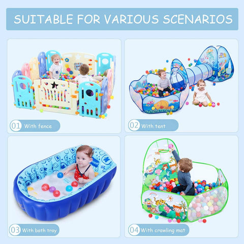 Children playing in a ball pit with 50 pcs Ball Pit Balls Plastic Balls for Ball Pit, BPA Free Ocean Ball for Toddlers - 7 Colors