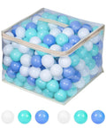 Ball Pit Balls for Toddlers, BPA Free Crush Proof Plastic Toy Balls for Ball Pit in storage bag, 2.15" pack of 100 in White, Green, Blue