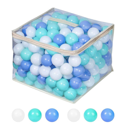 Ball Pit Balls for Toddlers, BPA Free Crush Proof Plastic Toy Balls for Ball Pit in storage bag, 2.15" pack of 100 in White, Green, Blue