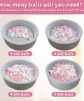 Different ball pit sizes with 100, 200, 400, and 600 Balls for Ball Pit Pack of 50 - BPA Free, Crush Proof Plastic Balls, 2.15 Inch.