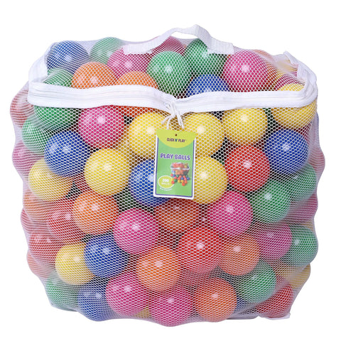 Ball Pit Balls for Kids, 200 Pack - Plastic Refill Balls, Phthalate & BPA Free, Reusable Storage Bag with Zipper, Gift for Toddlers and Kids for Ball Pit, Bright Colors in mesh bag.
