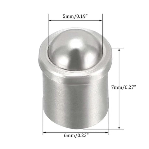 Close-up of a single 6x7mm stainless steel ball plunger from the 20pcs 6x7mm Ball Plunger Set, shown with measurements.