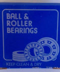 Blue packaging for ball and roller bearings with illustration and text "Keep Clean & Dry."