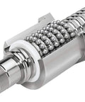 Close-up of SFU1605 Ball Screw Assembly for CNC machines, featuring 16mm diameter and 5mm lead, showing ball nut and high precision machining.
