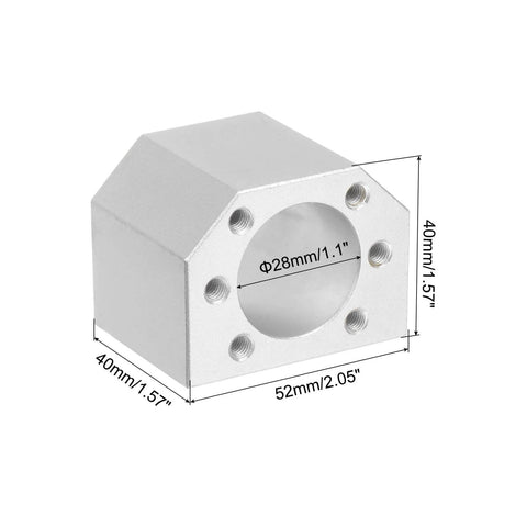 DSG1605/1610/1604 Ball Screw Nut Housing Seat Mount Bracket Holder Base, CNC machine part with 28mm inner diameter, dimensions 40x52x40mm.