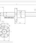 Technical drawing of Ball Screw CNC Parts SFU1605 RM1605 16mm 1050mm showing dimensions and specifications.
