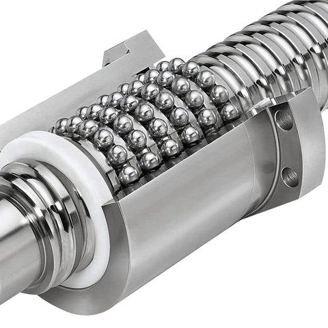Close-up of Ball Screw CNC Parts SFU1610 Screw＋NUT, 1pcs Ball Screw + 1pcs Nut, featuring precision balls for smoother linear travel.