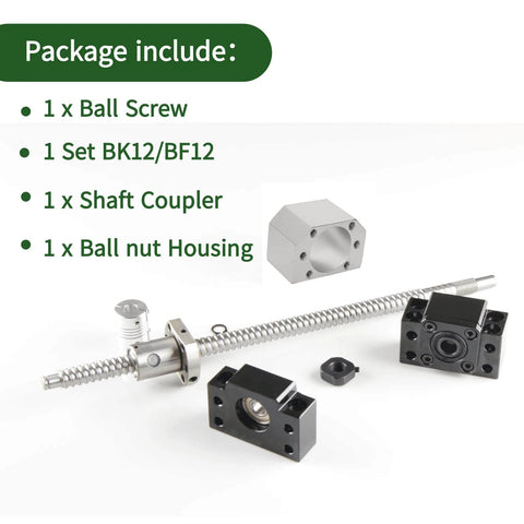 Ball Screw Kit SFU1605-900mm/35.433inch with BK/BF End Support, Ball nut Housing, and Shaft Coupler for CNC Machine DIY