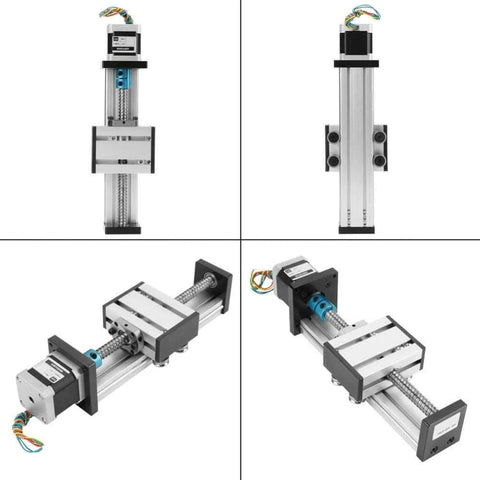 Automatic ball screw linear CNC slide table with stepper motor, 100mm stroke aluminum actuator stage for industrial automation