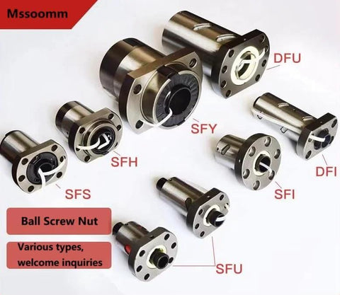 Various types of ball screw nut assemblies including 16mm Lead SFE1616 Ball Screw Nut Assembly With Bearing Steel Construction.