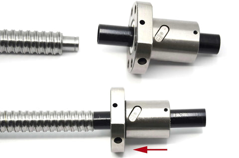 Ball Screw Nut TBI SFU1605 (Diameter 16mm Pitch 5mm) for CNC Machine Parts in a side view showing flange and thread detail