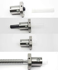 Ball screw nut tbi sfu1204 (diameter 12mm pitch 4mm) for cnc machine parts, showing four angles, highlighting metal construction and smooth motion.