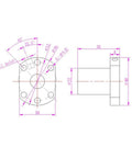 Technical drawing of ball screw nut tbi sfu1204 (diameter 12mm pitch 4mm) dimensions for CNC machine parts.