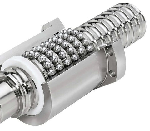 Close-up of Ball Screw CNC Parts SFU1204 NUT, 1pcs Ball Screw + 1pcs Nut, showcasing GCr15 steel and smooth linear travel