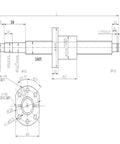 Technical drawing of Ball Screw SFU1605 650mm with Metal Ball Screw Nut for CNC Route Grinding Machine, Diameter 16mm Pitch 5mm