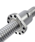 Close-up of 20mm Ball Screw SFU2005 Anti Backlash with 5mm Lead and metal nut, showing high precision machining for CNC machines.