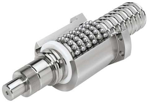 Close-up of Premium 25mm Ball Screw SFU2505 NUW Kit with 600mm length and 5mm lead for CNC machines