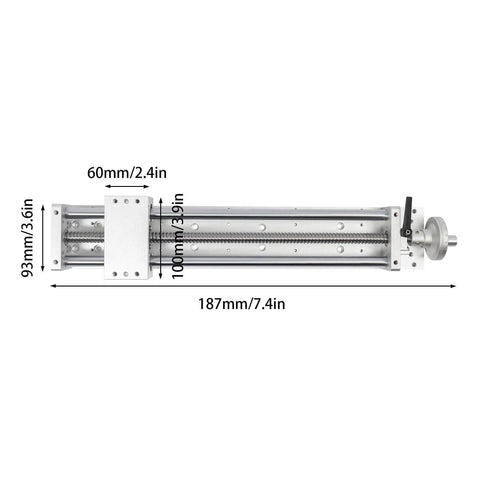 XYZ Axis Ball Screw Sliding Table 200mm Cross Slide SFU1605 Manual Sliding Table CNC Slide Strokes 200mm, side view, aluminum