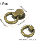 Ball Stud Rivet Set For Purses And Leather Crafting, Four Pieces With D Ring Connector shown with measurements