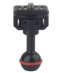 Front view of 20mm Ball to 1/4"-20 Camera Screw Adapter for Bulletpoint Mounting Solutions and Camera Rigs, with ARRI Retractable Locating Pins.