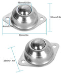 Sixteen Piece Five Eighth Inch Ball Transfer Bearings Set Flange Mounted Carbon Steel Heavy Duty 360 Degree Rotation Units