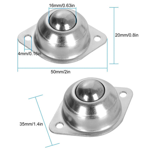 Sixteen Piece Five Eighth Inch Ball Transfer Bearings Set Flange Mounted Carbon Steel Heavy Duty 360 Degree Rotation Units