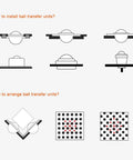 Illustration showing installation and arrangement of 18mm ball transfer bearing unit with nylon ball and bolt fixing for smooth movement.