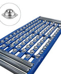 Surface Ball Bearing Rollers Ball Transfer Units with 1 Inch Main Ball Flange Mounted on blue conveyor table system