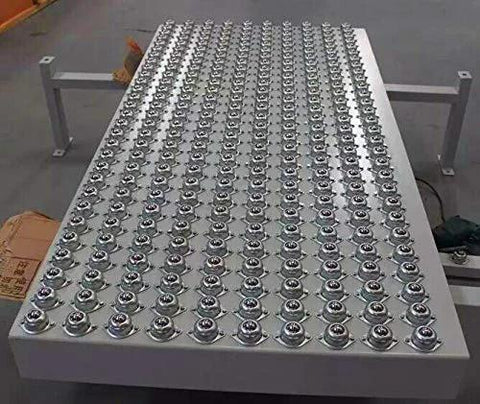Sixteen Piece Five Eighth Inch Ball Transfer Bearings Set Flange Mounted Carbon Steel Heavy Duty 360 Degree Rotation Units on table