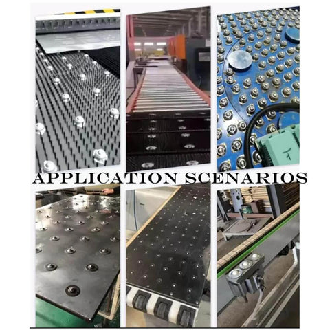 Application scenarios for 1" Stainless Steel Ball Transfer Units, 4pcs Screw Mounted Roller Ball Transfers Bearing in conveyor systems.