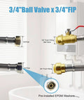 Three Quarter Inch Ball Valve Water Heater Hose Connector Set with Stainless Steel Braided Flexible Design, 24 Inch Lengths, 2 Pack