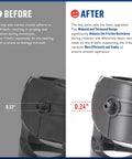 Comparison of ball wheel before and after upgrade, highlighting 0.22-inch and 0.24-inch axle sizes for Dyson Ball Wheel Replacement With High Torque Cleaner Head Connector For Dyson Outsize V10 V11 V15 And XL Series Cordless Vacuums 100W High Torque Head Assembly Easy Fit Replacement Parts To Enhance Maneuverability Suction And Durability