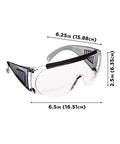 Ballistic Safety Glasses For Range Shooting Prescription Glasses Compatible Wraparound Frame ANSI Z87 1 shown with measurements